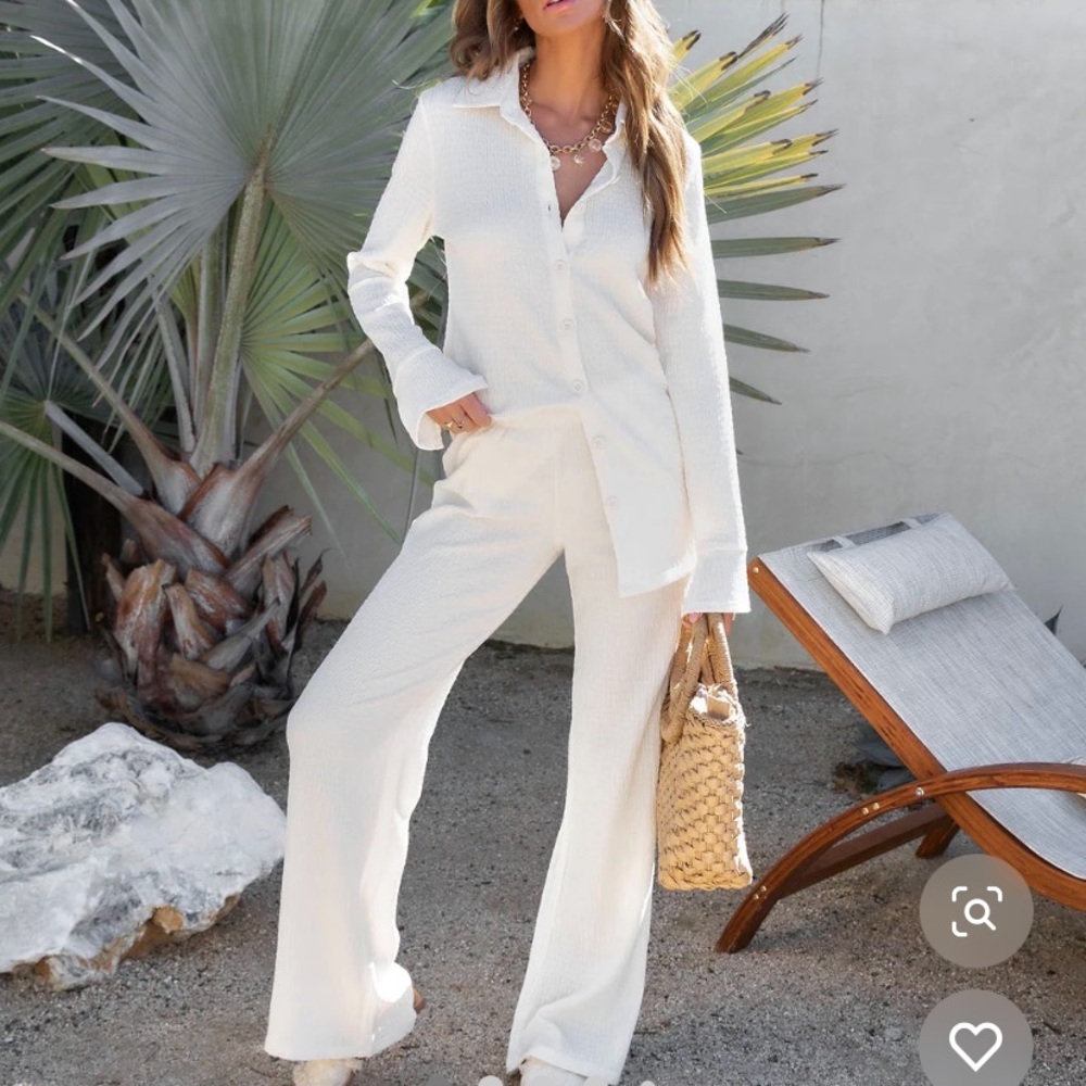 Bayshore “Textured” High-Waisted “ Cream Colored” pants